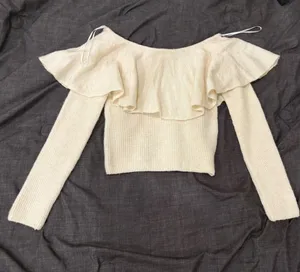 H&M White Off-The-Shoulder Sweater thumbnail 1