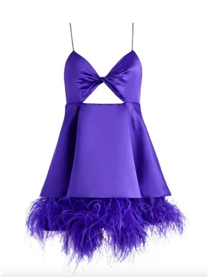 Alice + Olivia Necole Cutout Feather Hem Mini Dress Purple Womens 6 thumbnail 12