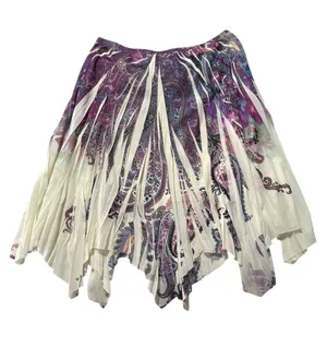Moa moa medium y2k Asymmetrical Paisley fairy Skirt Purple cream vintage thumbnail 1