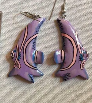 Funky fish lightweight dangle earrings purple thumbnail 4