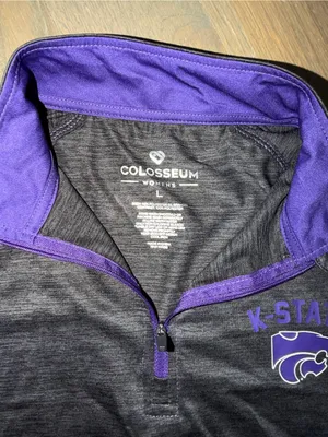 NWT Kansas State Wildcats 1/4 Zip Pullover Womens Large Gray Colosseum Dry-Fit thumbnail 4