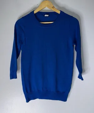 J‎ Crew Merino Wool 3/4 Sleev Sweater Royal Blue Small thumbnail 1