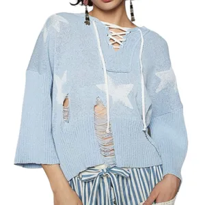 POL Light Blue Star Hoodie Sweater thumbnail 1
