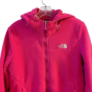 The North Face Women's‎ Pink Sherpa Fleece Hooded Jacket Size M thumbnail 2
