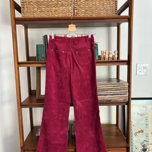 Free People Burgundy Corduroy Wide-Leg Pants thumbnail 3