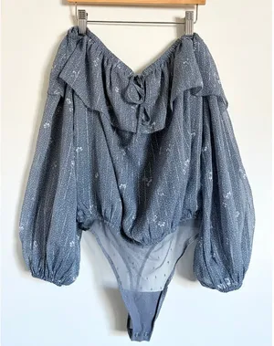 Abercrombie & Fitch Cottagecore Peasant Style Blue Bodysuit Medium thumbnail 1
