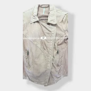 Free People Rosewood Linen Blend Moto Jacket‎ Size XS thumbnail 4