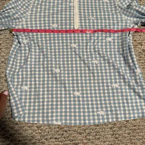 Roller Rabbit Hathi Gingham Pajama Blue Elephant PJ Top- Size Small thumbnail 8