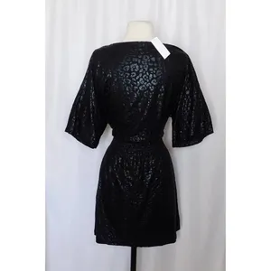 White House | Black Market NWT!! Kimono Sleeve Smocked Waist Dress Leopard Foil Mini Animal X-Small thumbnail 9