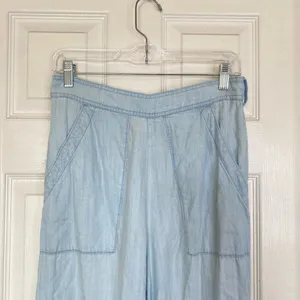 ANTHROPOLOGIE Cloth & Stone Breezy Pants Tencel Pull On Wide Leg Chambray Size S thumbnail 4