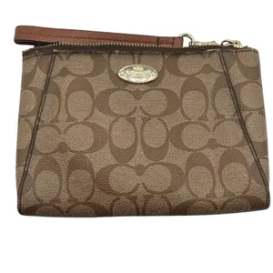 Coach‎ Signature Monogram Brown Zip Pouch Morgan Canvas Wristlet Retro F65060 thumbnail 13