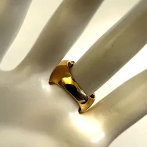 Deco large gold tone and white cocktail ring thumbnail 3