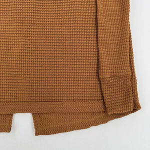 Fantastic Fawn Waffle Knit Cowl Neck Sweater S Rust Oversized Hi Low Boho Tunic thumbnail 5