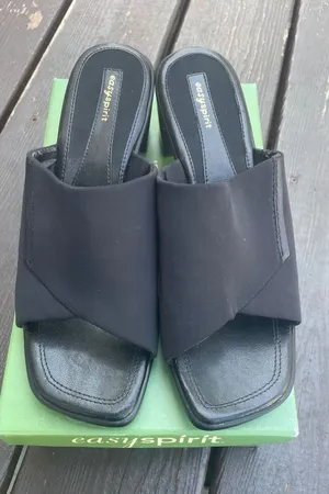 Easy Spirit Eszion Black Fabric Block Heel Slide Sandals‎ Womens 8 M Square Toe thumbnail 1
