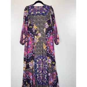 Free People Womens Dress Purple Marais High Low Floral V Neck Flowy Boho Small thumbnail 10