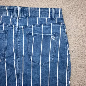 Altar'd State Denim Mini Skirt Women M Blue White Vertical Stripe Boho‎ Coastal thumbnail 11