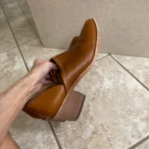 Madewell Brady women's Saddle Brown Leather‎ Pointed Toe Block Heel Shoes Sz 9 thumbnail 3