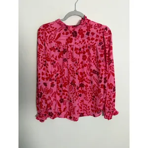 Ann Taylor Pink Floral Long Sleeve Blouse size MP thumbnail 4