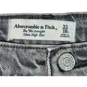Abercrombie & Fitch The 90s Straight Ultra High Rise Gray Denim Jeans Size 33 16 thumbnail 3