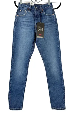 Levi's Women 501 Skinny Jeans 23x28 Blue High Rise Button‎ Fly Dark Wash Denim thumbnail 1