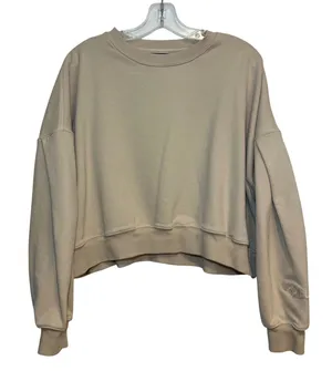 POPFLEX Sweatshirt Belle Crew Neck Puff Sleeve Pullover Cropped Beige Small‎ thumbnail 1