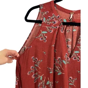 Free People Tree Swing Tunic Tank Mini Dress Crimson Floral Size XS Boho‎ thumbnail 8