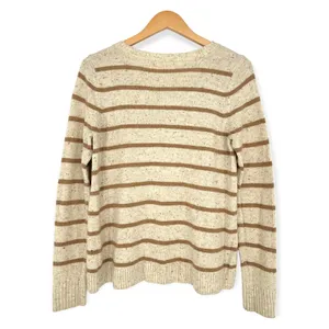 Caslon M Wool Blend Beige Tan Stripe Long Sleeve Crew Neck Sweater Knit Pullover thumbnail 7