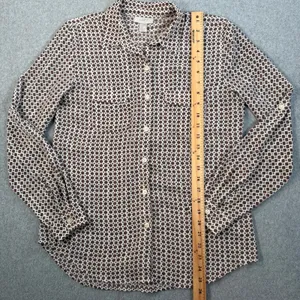 LOFT Ann Taylor Women's Small Brown Cream Floral Button Up Blouse Lightweight thumbnail 7