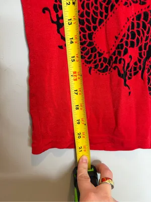 Divine USA Red Dragon Graphic Baby Tee Medium Y2K Asian Tattoo Indie Sleaze thumbnail 6