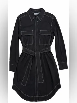 Petal + Pup Morph Contrast Stitch Mini Shirt Dress Black Size Large NWT thumbnail 4