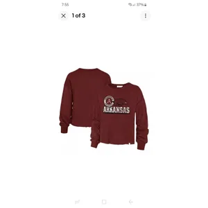 '47 Women's '47 Cardinal Arkansas Razorbacks Football‎ Long Sleeve Crop Sz MEDIUM thumbnail 15