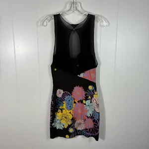 Free People Ikebana Black Mesh Cutout Design Floral Sleeveless Mini Dress XS thumbnail 5