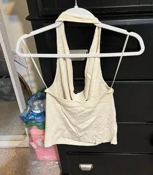 Halter Cowl Neck Knit Top Tan Size M thumbnail 4