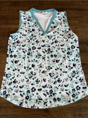 Lady Hagen Active Tank - White Aqua Purple Cheetah Print Golf Tennis - Medium thumbnail 1