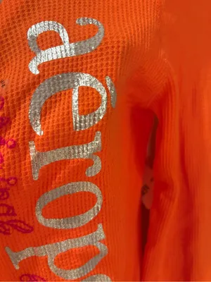 NWT Vintage Y2K Aeropostale Orange Waffle Knit Henley Thermal Top - Size M thumbnail 6