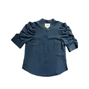 ✨Abercrombie & Fitch Ruched Sleeve Sz Small Blue Top✨ thumbnail 4