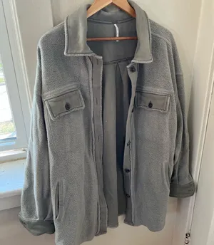 Free People Sage Green Teddy Jacket thumbnail 1