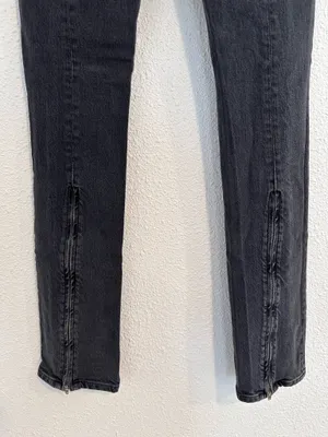reformation camilla vintage erie black high waisted back ankle zip flare jean thumbnail 8