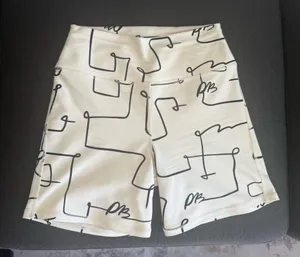 WeWoreWhat White Bike Shorts with Black Scribble Graphic thumbnail 1
