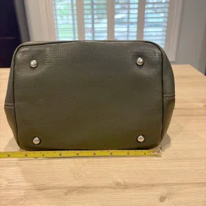 Tignanello Olive Green Pebbled‎ Leather Satchel Buckle Handbag Silver Hardware thumbnail 5