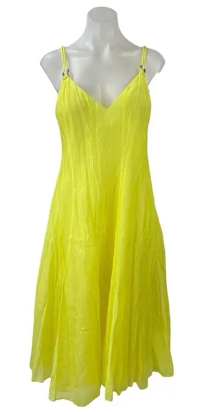 Zara Women's Yellow Sleeveless V-neck Cami Camisole Maxi Tank A-line Dress Sz S thumbnail 1