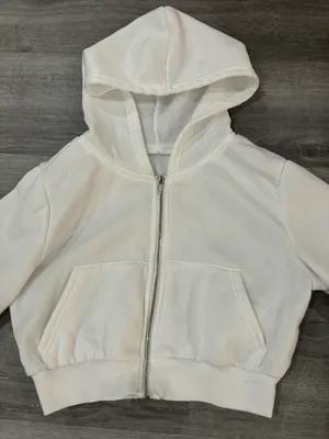 White Cropped Hoodie Size XS thumbnail 2