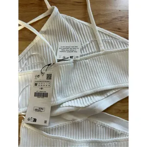 Zara NWT White Ribbed Bodysuit Cutout One Piece Thong Halter Top sz M y2k thumbnail 6