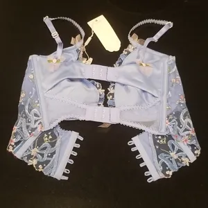 💕FOR LOVE AND LEMONS💕 Bell Bow Bustier Blue 32DD NWT *FLAW Tie String Missing thumbnail 11
