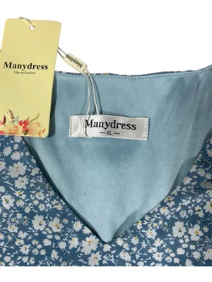 Manydress Blue Floral Midi Dress Flutter Sleeve Tie Waist Cottagecore Boho XL thumbnail 9