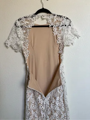 NSR White Floral Lace Midi Dress Open Back Bridal Wedding Cocktail NWT Style thumbnail 10