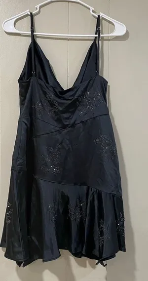 Oh Polly Black Rhinestone Mini Dress NWT Spaghetti Strap US 8 thumbnail 1