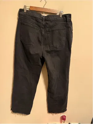 Abercrombie & Fitch High Rise '90s Relaxed Jean Black Fray Destroy Size 32 (14R) thumbnail 8