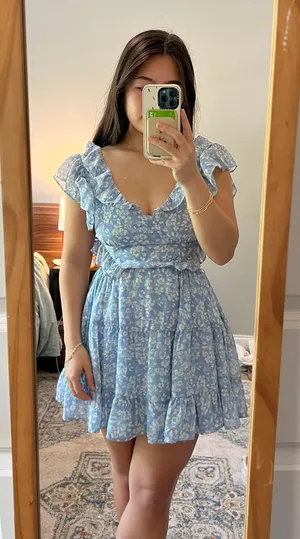 Sky to Moon Blue Floral Dress thumbnail 1