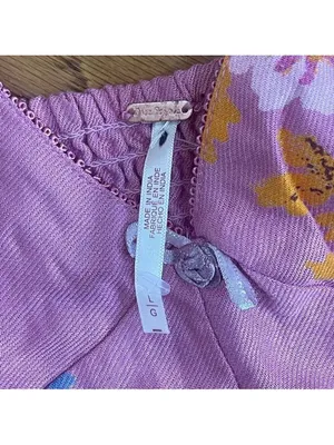 FREE PEOPLE Francesca Mini Babydoll Coqette Dress Floral Pink Puff Long sleeve L thumbnail 11